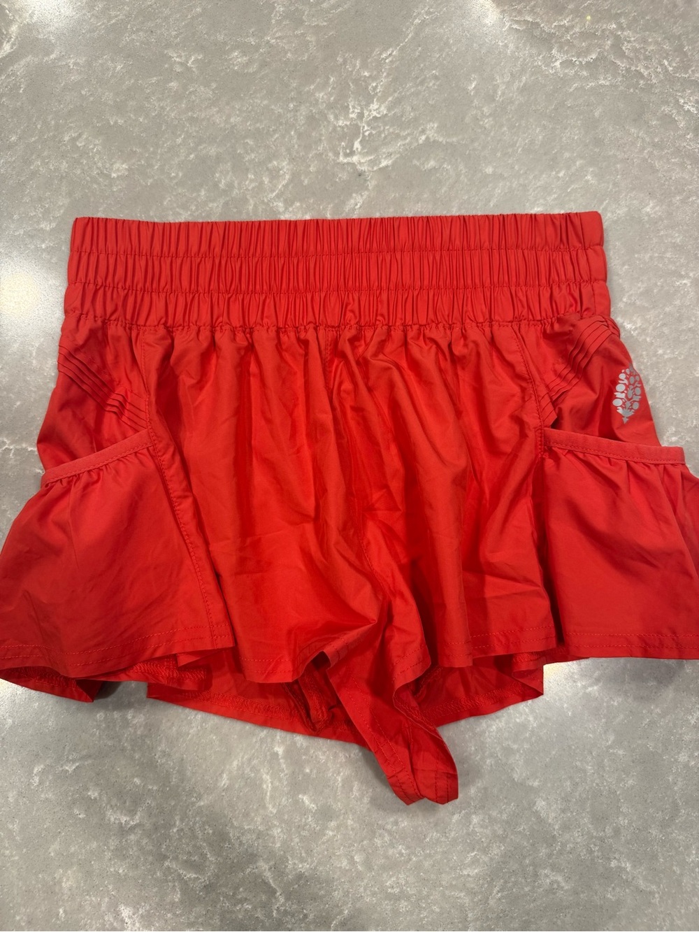 Free People Movement Red Running Shorts Women’s XS Ruffle Pockets Athletic